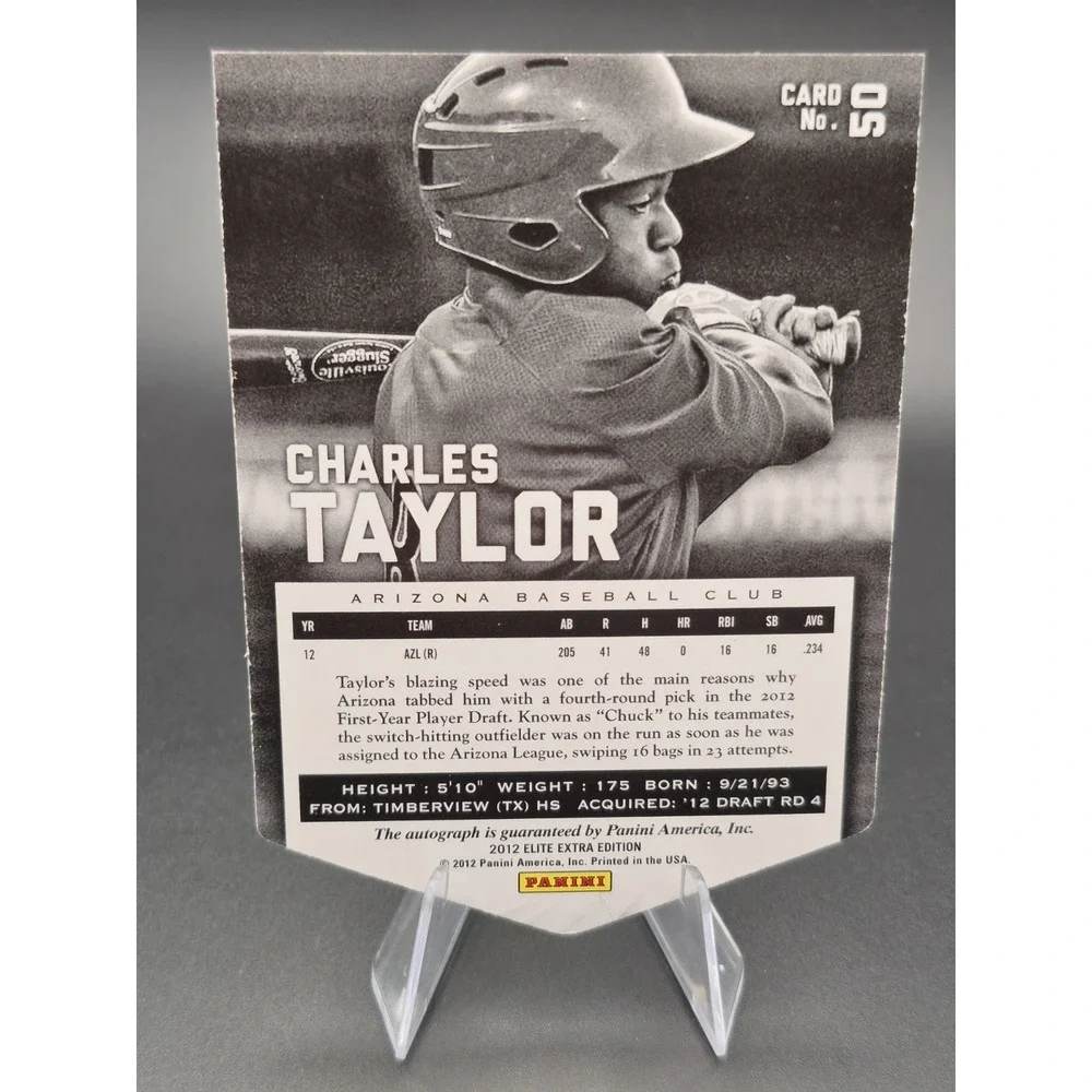 2012 Elite Extra Editoon Charles Taylor #50 Die-Cut‎ Auto Gold /5 Cardinals (AU)